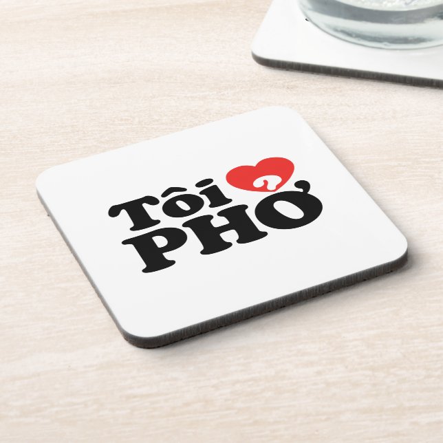 I Heart (Love) Pho (Tôi ❤ PHỞ) Vietnamese Language Coaster (Left Side)