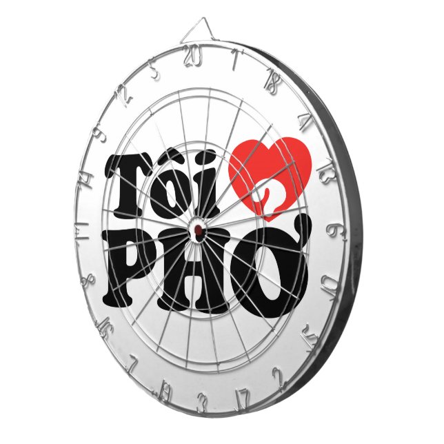 I Heart (Love) Pho (Tôi ❤ PHỞ) Vietnamese Language Dartboard (Front Right)