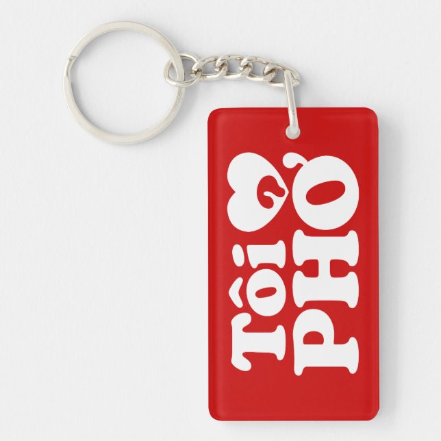 I Heart (Love) Pho (Tôi ❤ PHỞ) Vietnamese Language Key Ring (Front)