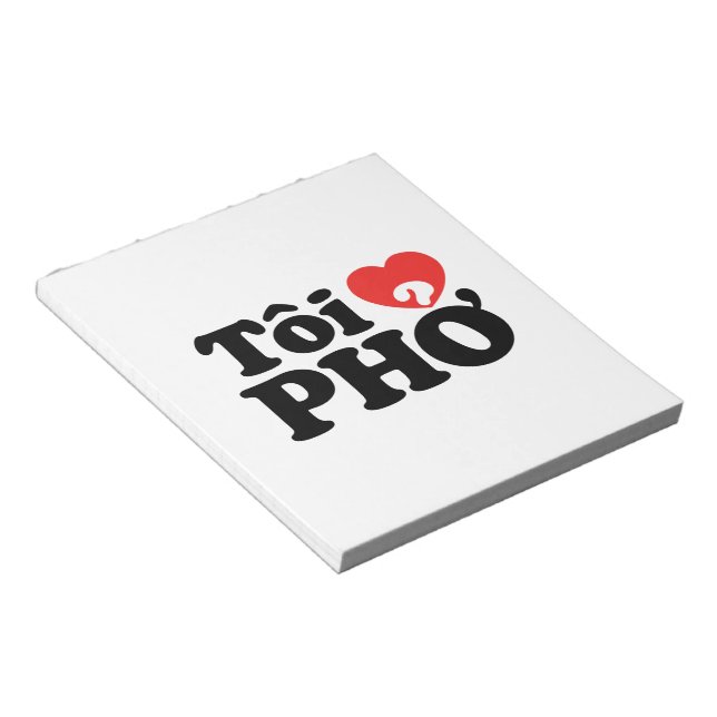 I Heart (Love) Pho (Tôi ❤ PHỞ) Vietnamese Language Notepad (Angled)