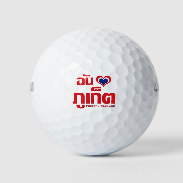 I Heart (Love) Phuket ❤ Thailand Golf Balls (Front)
