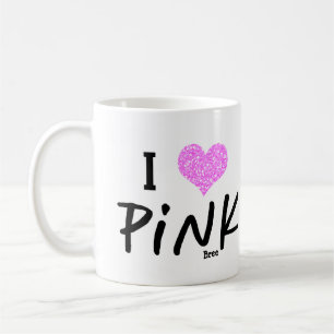 I heart Love Pink Personalised Chic Custom Coffee Mug