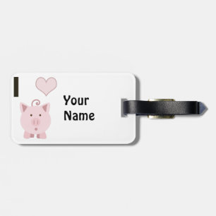 I Heart (love)  Pink Pigs Luggage Tag