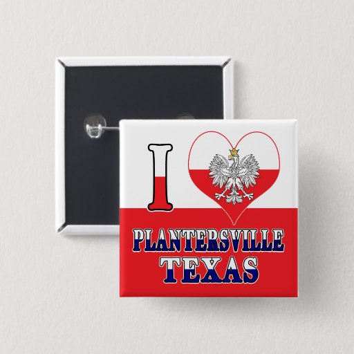Image of I Heart Love Plantersville Texas 15 Cm Square Badge