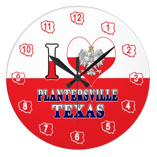 Image of I Heart Love Plantersville Texas Large Clock