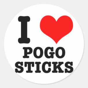 I HEART (LOVE) POGO STICKS CLASSIC ROUND STICKER