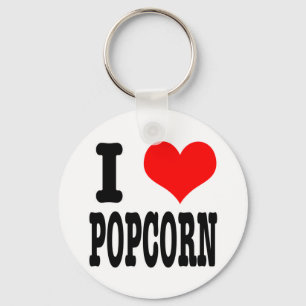 I HEART (LOVE) POPCORN KEY RING