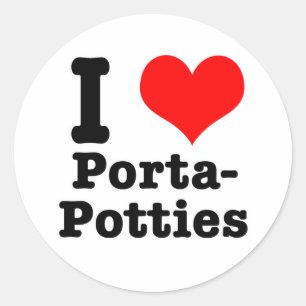I HEART (LOVE) porta potties Classic Round Sticker