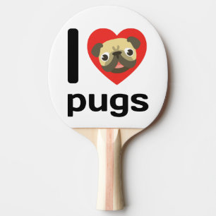 I heart (love) pugs ping pong paddle