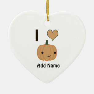 I heart (love) pumpkin ceramic tree decoration