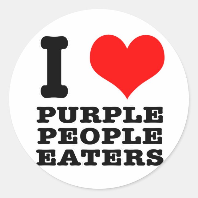 I HEART (LOVE) PURPLE PEOPLE EATER CLASSIC ROUND STICKER (Front)