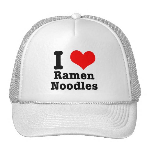 I HEART (LOVE) ramen noodles Mesh Hat | Zazzle