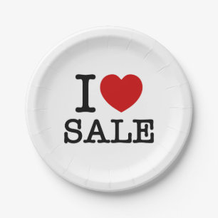 I HEART [LOVE] SALE PAPER PLATE