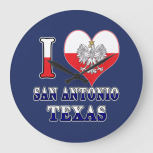 I Heart Love San Antonio Texas Large Clock