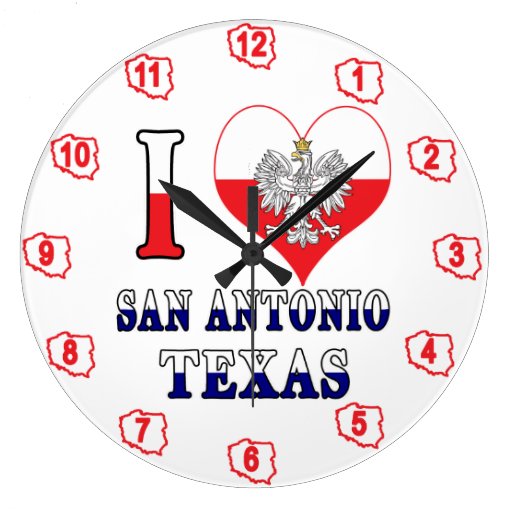 Image of I Heart Love San Antonio Texas Large Clock