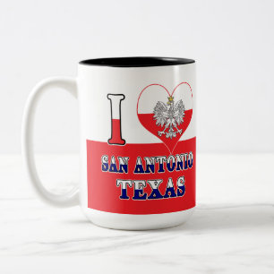 I Heart Love San Antonio Texas Two-Tone Coffee Mug