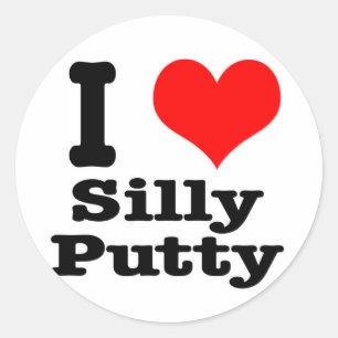 I HEART (LOVE) silly putty Classic Round Sticker