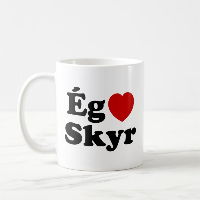 I Heart (Love) Skyr [Ég Elska Skyr] Icelandic Coffee Mug (Left)