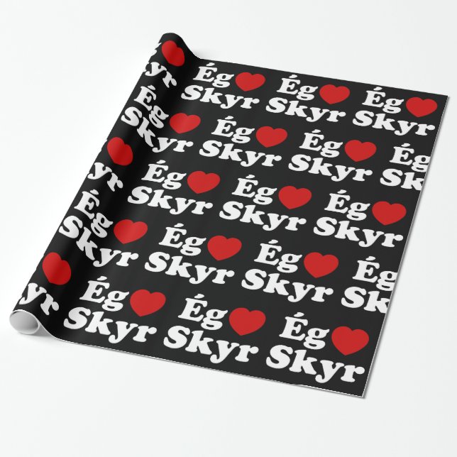 I Heart (Love) Skyr [Ég Elska Skyr] Icelandic Wrapping Paper (Unrolled)
