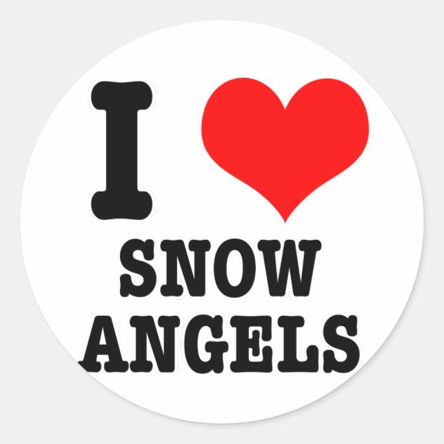 I HEART (LOVE) snow angels Classic Round Sticker (Front)