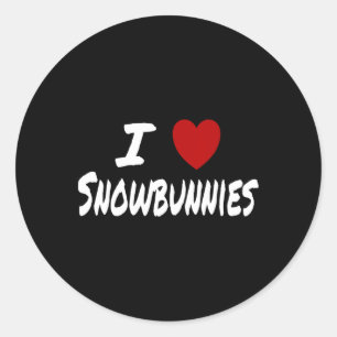 I Heart (love) Snowbunnies Skiing Snowboarding Att Classic Round Sticker