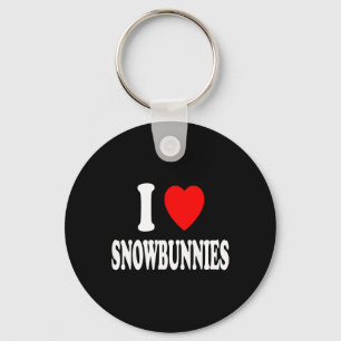 I Heart (love) Snowbunnies Skiing Snowboarding Att Key Ring