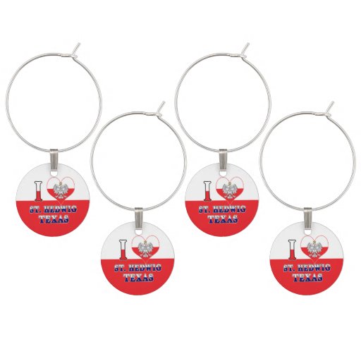 Image of I Heart Love St. Hedwig Texas Wine Charm