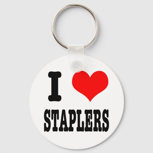 I HEART (LOVE) staplers Key Ring (Front)