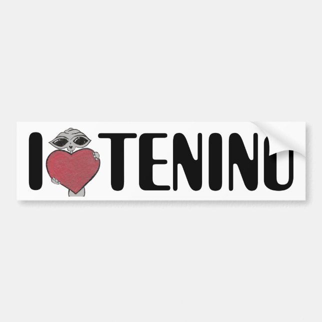 I Heart Love Tenino Alien Bumper Sticker (Front)