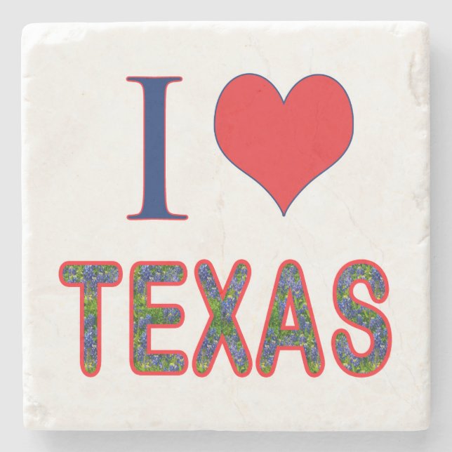 I (Heart) Love Texas Bluebonnet Stone Coaster (Front)