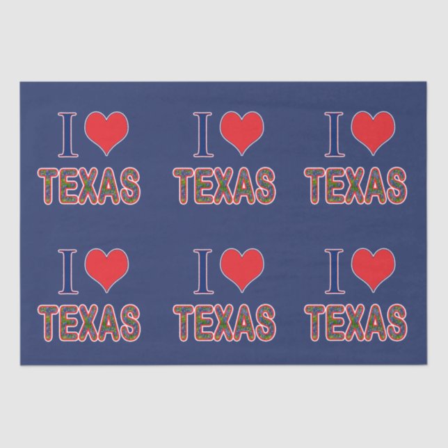 I (Heart) Love Texas Bluebonnet Tissue Paper (Front)