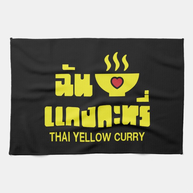 I Heart (Love) Thai Yellow Curry Tea Towel (Horizontal)