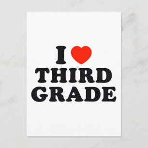 I Heart / Love Third Grade Postcard