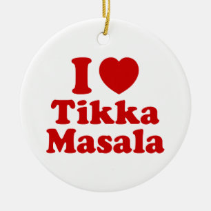 I Heart (Love) Tikka Masala Ceramic Tree Decoration