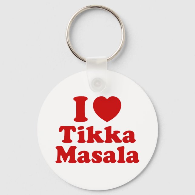 I Heart (Love) Tikka Masala Key Ring (Front)