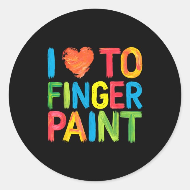 I Heart Love To Finger Paint Cute Couple Valentine Classic Round Sticker (Front)