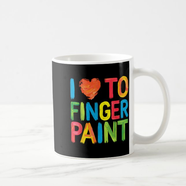 I Heart Love To Finger Paint Cute Couple Valentine Coffee Mug (Right)
