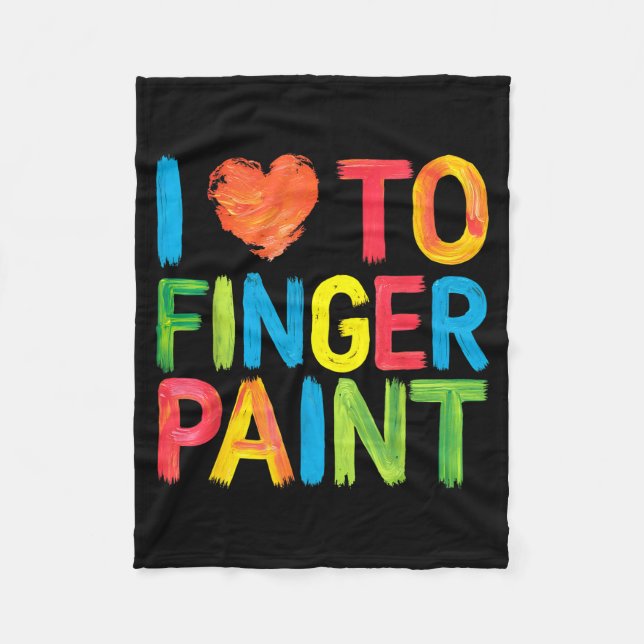 I Heart Love To Finger Paint Cute Couple Valentine Fleece Blanket (Front)