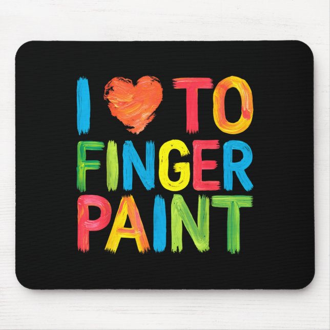 I Heart Love To Finger Paint Cute Couple Valentine Mouse Mat (Front)