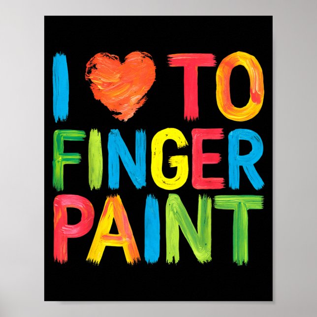 I Heart Love To Finger Paint Cute Couple Valentine Poster (Front)