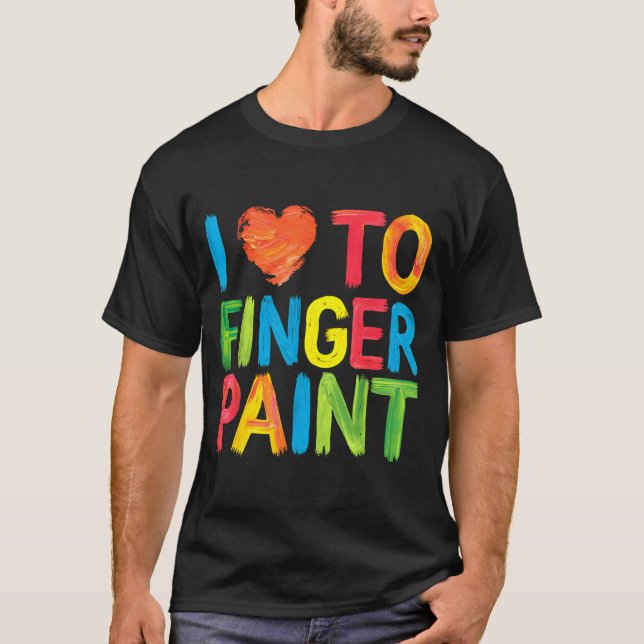 I Heart Love To Finger Paint Cute Couple Valentine T-Shirt (Front)