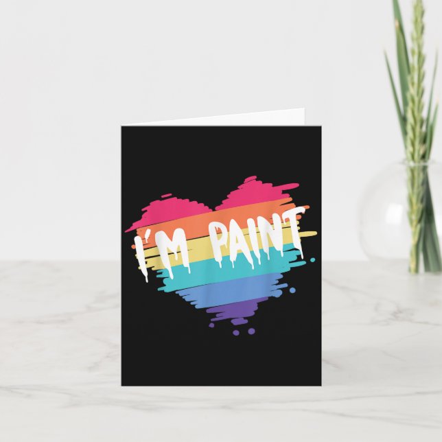 I Heart Love To Finger Paint I'm Paint Cute Couple Card (Front)