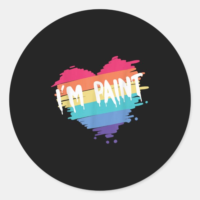 I Heart Love To Finger Paint I'm Paint Cute Couple Classic Round Sticker (Front)