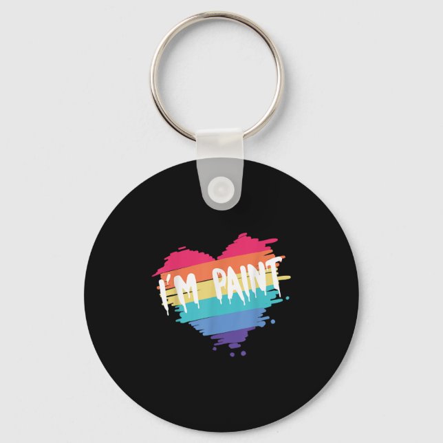 I Heart Love To Finger Paint I'm Paint Cute Couple Key Ring (Front)