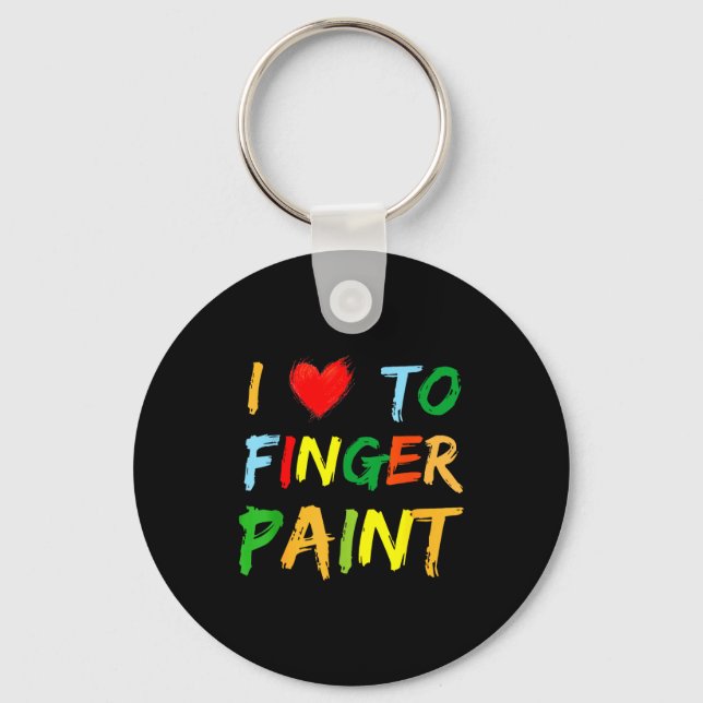 I Heart Love To Finger Paint I'm Paint Cute Couple Key Ring (Front)
