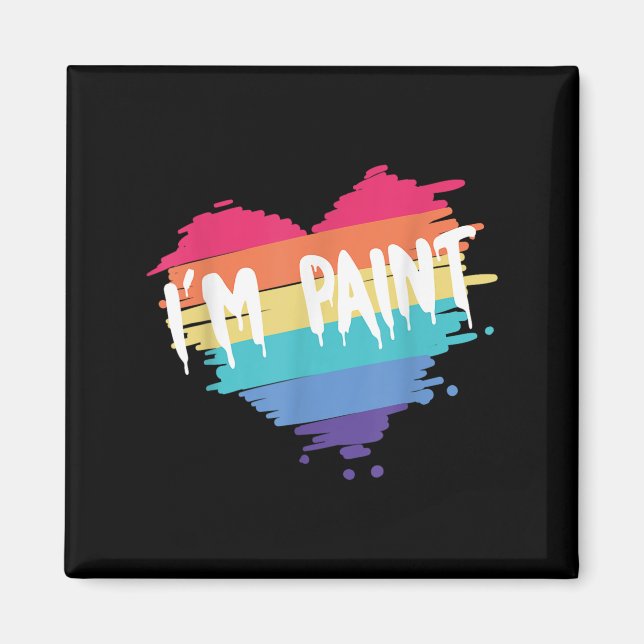 I Heart Love To Finger Paint I'm Paint Cute Couple Magnet (Front)