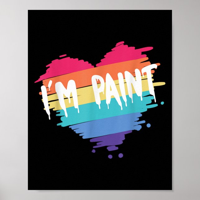 I Heart Love To Finger Paint I'm Paint Cute Couple Poster (Front)