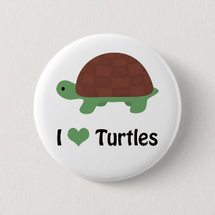 I heart (love) turtles 6 cm round badge