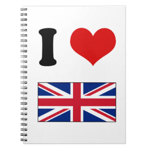 I Heart Love UK British Union Jack Flag Notebook