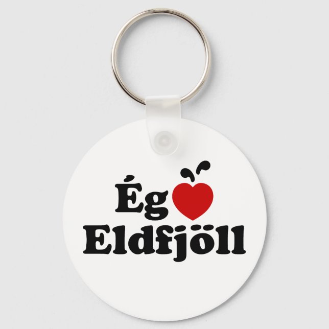 I Heart (Love) Volcanoes [Ég Elska Eldfjöll] Key Ring (Front)